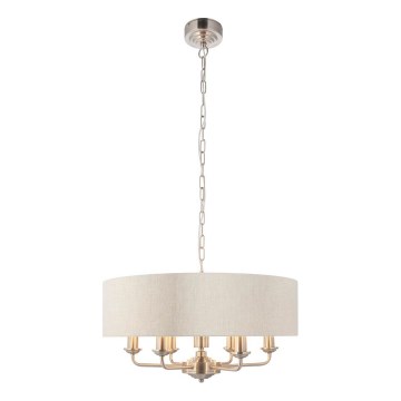 Endon 94357 - Luster na lancu HIGHCLERE 6xE14/40W/230V Ø 55 cm bež/matni krom