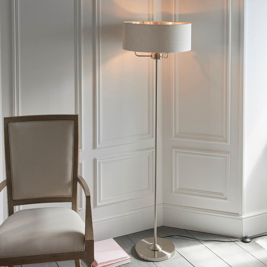 Endon 94359 - Podna lampa HIGHCLERE 3xE14/40W/230V bež/sjajni krom pr. 47 cm