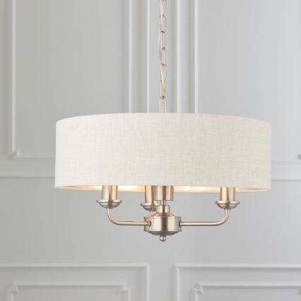 Endon 94361 - Luster na lancu HIGHCLERE 3xE14/40W/230V bež/mat krom