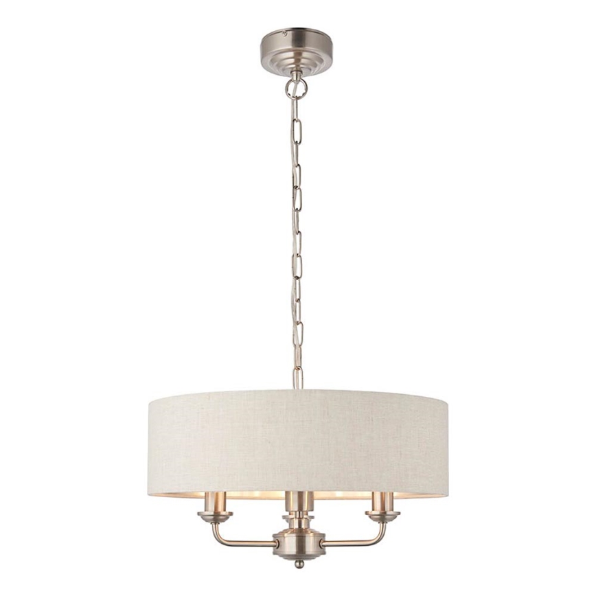 Endon 94361 - Luster na lancu HIGHCLERE 3xE14/40W/230V bež/mat krom pr. 45 cm