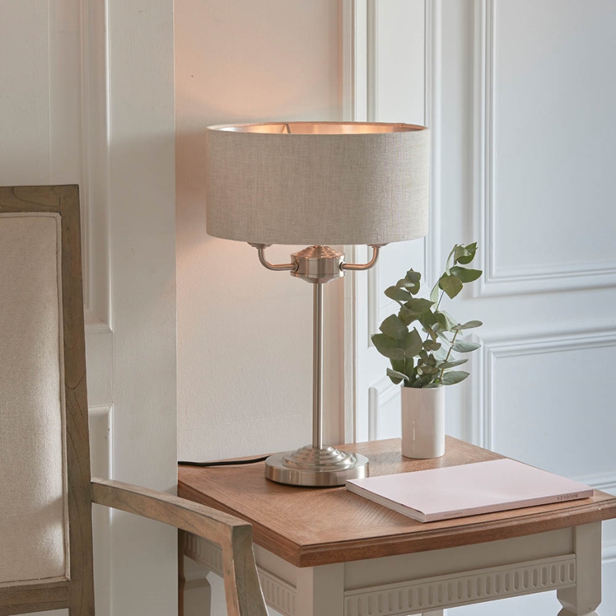 Endon 94369 - Stolna lampa HIGHCLERE 3xE14/18W/230V bež/mat krom
