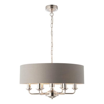 Endon 94373 - Luster na lancu HIGHCLERE 6xE14/40W/230V siva/sjajni krom