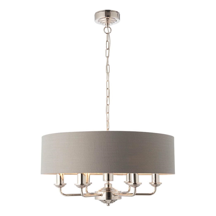 Endon 94373 - Luster na lancu HIGHCLERE 6xE14/40W/230V siva/sjajni krom