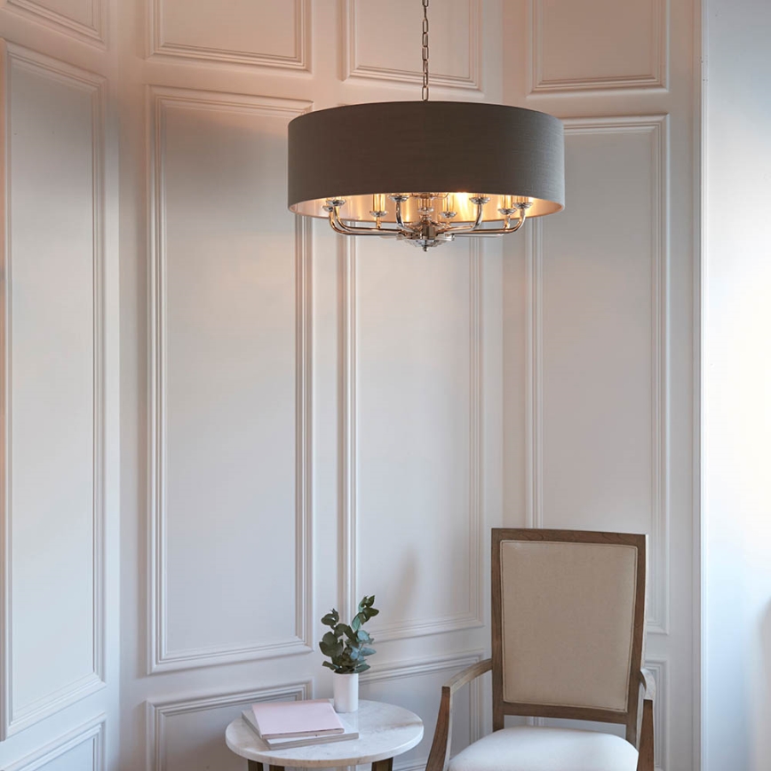 Endon 94373 - Luster na lancu HIGHCLERE 6xE14/40W/230V siva/sjajni krom