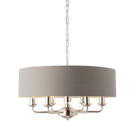 Endon 94373 - Luster na lancu HIGHCLERE 6xE14/40W/230V siva/sjajni krom