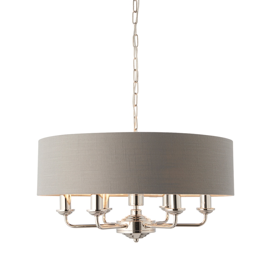 Endon 94373 - Luster na lancu HIGHCLERE 6xE14/40W/230V siva/sjajni krom