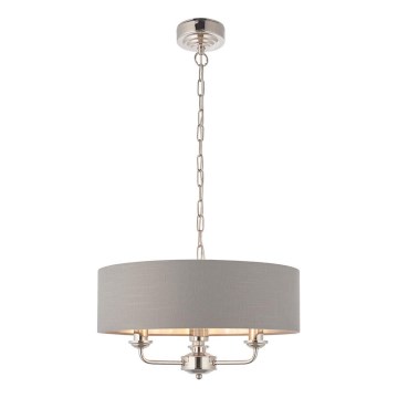 Endon 94377 - Luster na lancu HIGHCLERE 3xE14/40W/230V siva/sjajni krom