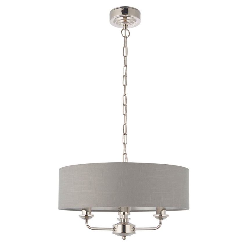 Endon 94377 - Luster na lancu HIGHCLERE 3xE14/40W/230V siva/sjajni krom