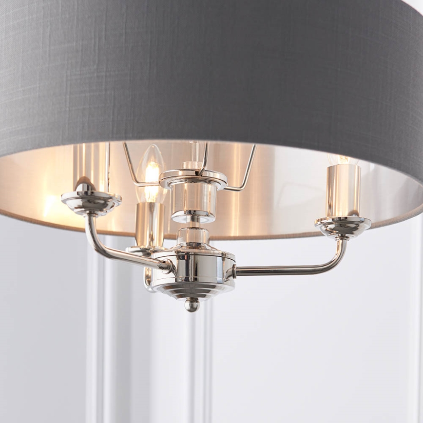 Endon 94377 - Luster na lancu HIGHCLERE 3xE14/40W/230V siva/sjajni krom