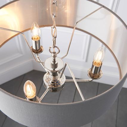 Endon 94377 - Luster na lancu HIGHCLERE 3xE14/40W/230V siva/sjajni krom