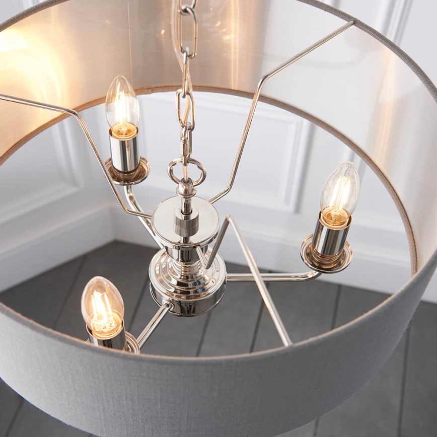 Endon 94377 - Luster na lancu HIGHCLERE 3xE14/40W/230V siva/sjajni krom