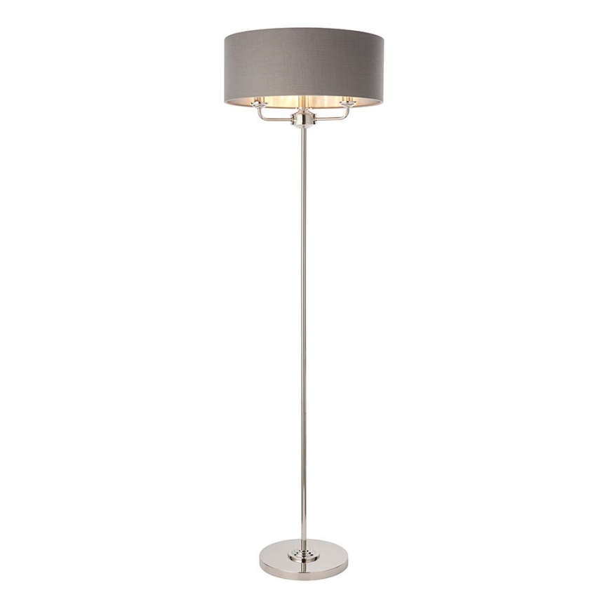 Endon 94378 - Podna lampa HIGHCLERE 1xE14/40W/230V siva/sjajni krom
