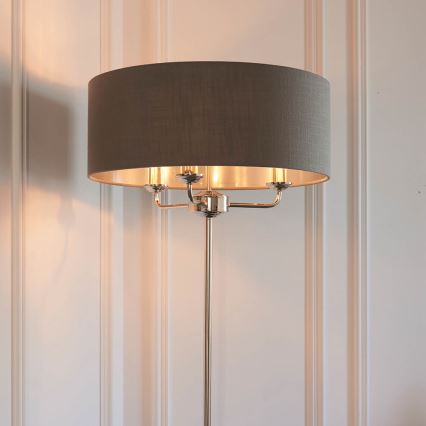 Endon 94378 - Podna lampa HIGHCLERE 1xE14/40W/230V siva/sjajni krom
