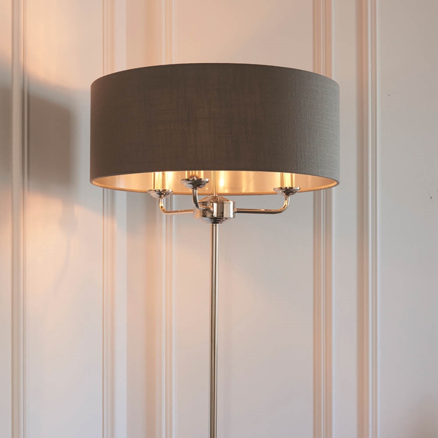 Endon 94378 - Podna lampa HIGHCLERE 1xE14/40W/230V siva/sjajni krom