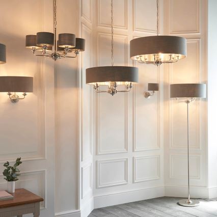 Endon 94378 - Podna lampa HIGHCLERE 1xE14/40W/230V siva/sjajni krom