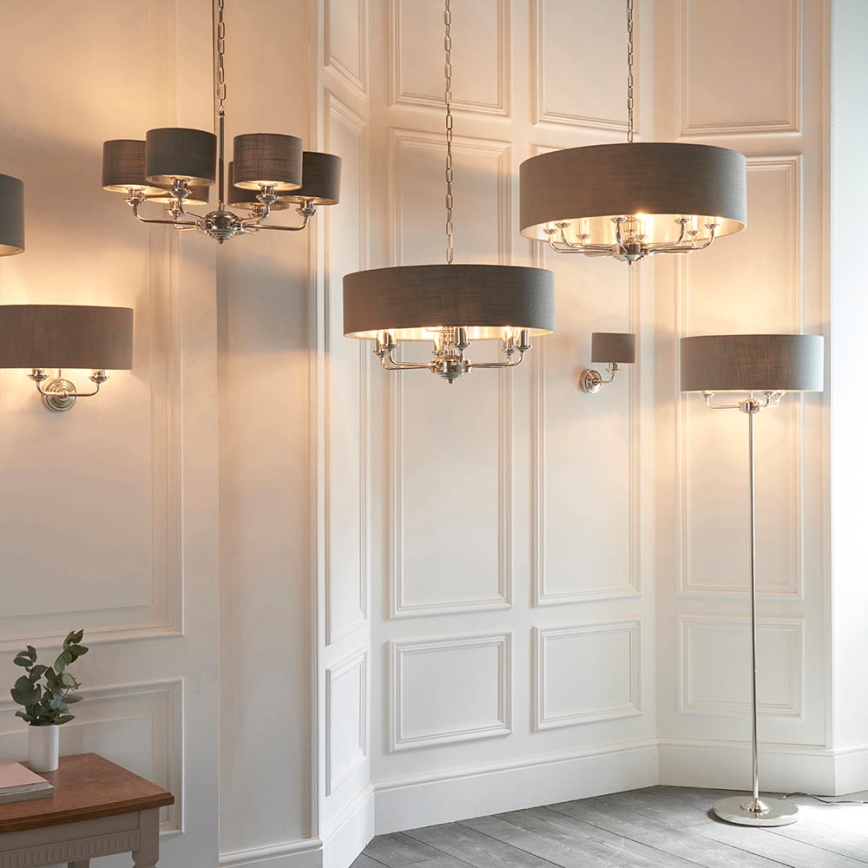 Endon 94378 - Podna lampa HIGHCLERE 1xE14/40W/230V siva/sjajni krom
