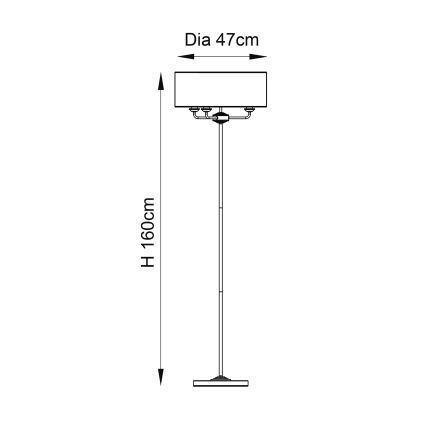 Endon 94378 - Podna lampa HIGHCLERE 1xE14/40W/230V siva/sjajni krom