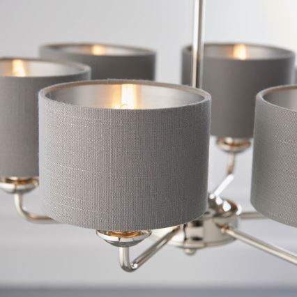 Endon 94381 - Luster na lancu HIGHCLERE 6xE14/28W/230V siva/sjajni krom