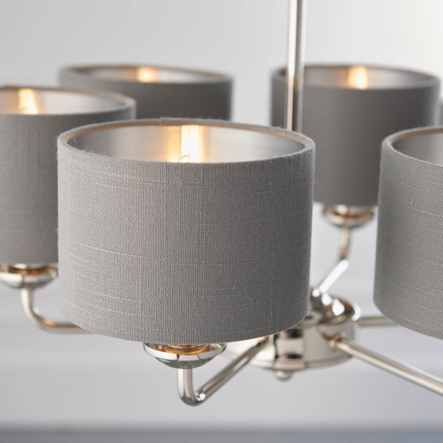 Endon 94381 - Luster na lancu HIGHCLERE 6xE14/28W/230V siva/sjajni krom