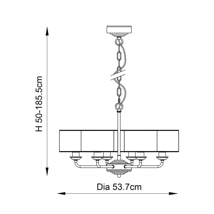 Endon 94381 - Luster na lancu HIGHCLERE 6xE14/28W/230V siva/sjajni krom