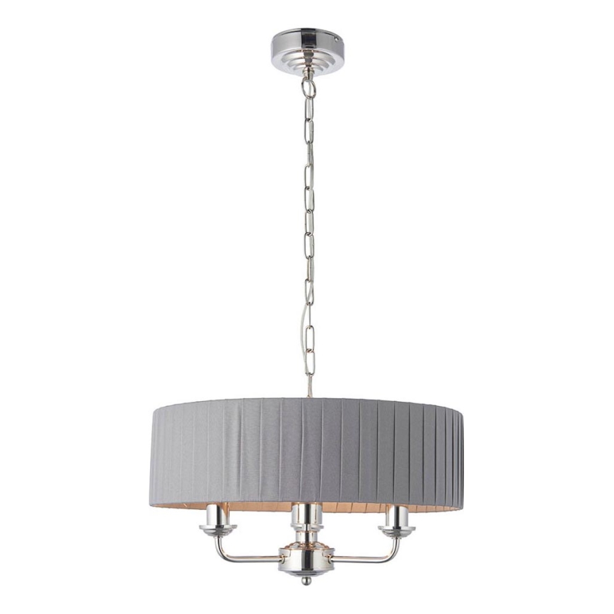 Endon 94394 - Luster na lancu HIGHCLERE 3xE14/40W/230V tamno siva/sjajni krom