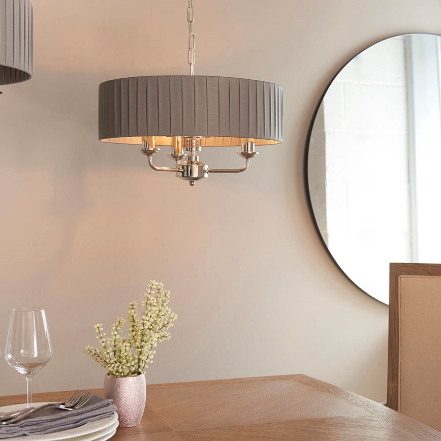 Endon 94394 - Luster na lancu HIGHCLERE 3xE14/40W/230V tamno siva/sjajni krom