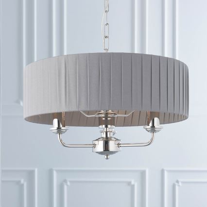 Endon 94394 - Luster na lancu HIGHCLERE 3xE14/40W/230V tamno siva/sjajni krom