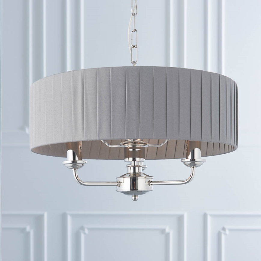 Endon 94394 - Luster na lancu HIGHCLERE 3xE14/40W/230V tamno siva/sjajni krom