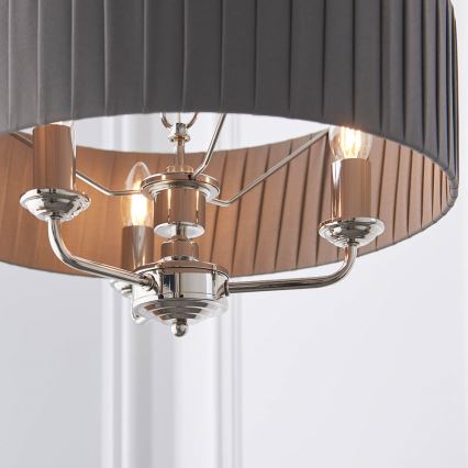 Endon 94394 - Luster na lancu HIGHCLERE 3xE14/40W/230V tamno siva/sjajni krom