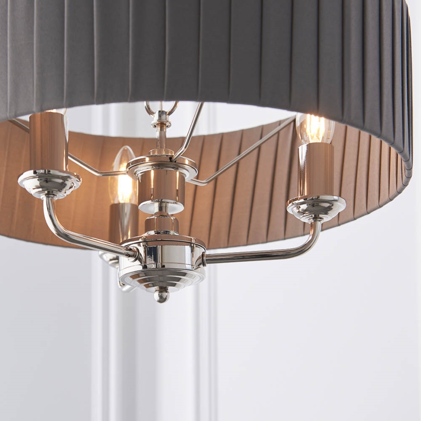 Endon 94394 - Luster na lancu HIGHCLERE 3xE14/40W/230V tamno siva/sjajni krom
