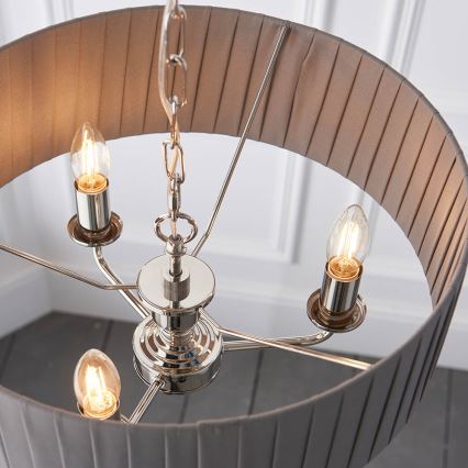 Endon 94394 - Luster na lancu HIGHCLERE 3xE14/40W/230V tamno siva/sjajni krom