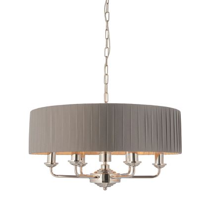 Endon 94397 - Luster na lancu HIGHCLERE 6xE14/40W/230V siva/sjajni krom
