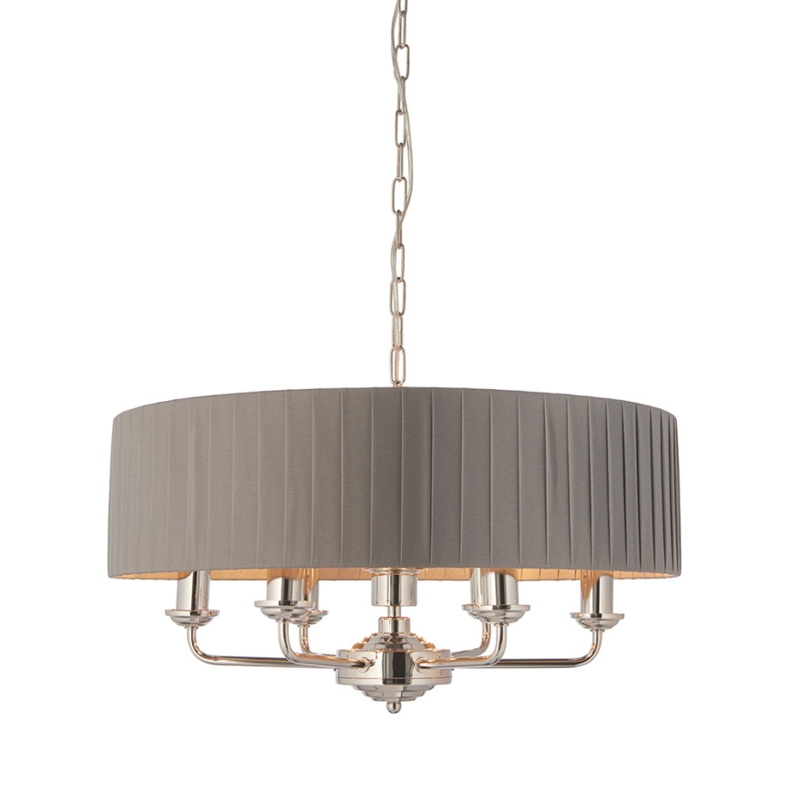 Endon 94397 - Luster na lancu HIGHCLERE 6xE14/40W/230V siva/sjajni krom