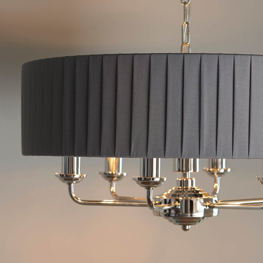 Endon 94397 - Luster na lancu HIGHCLERE 6xE14/40W/230V siva/sjajni krom