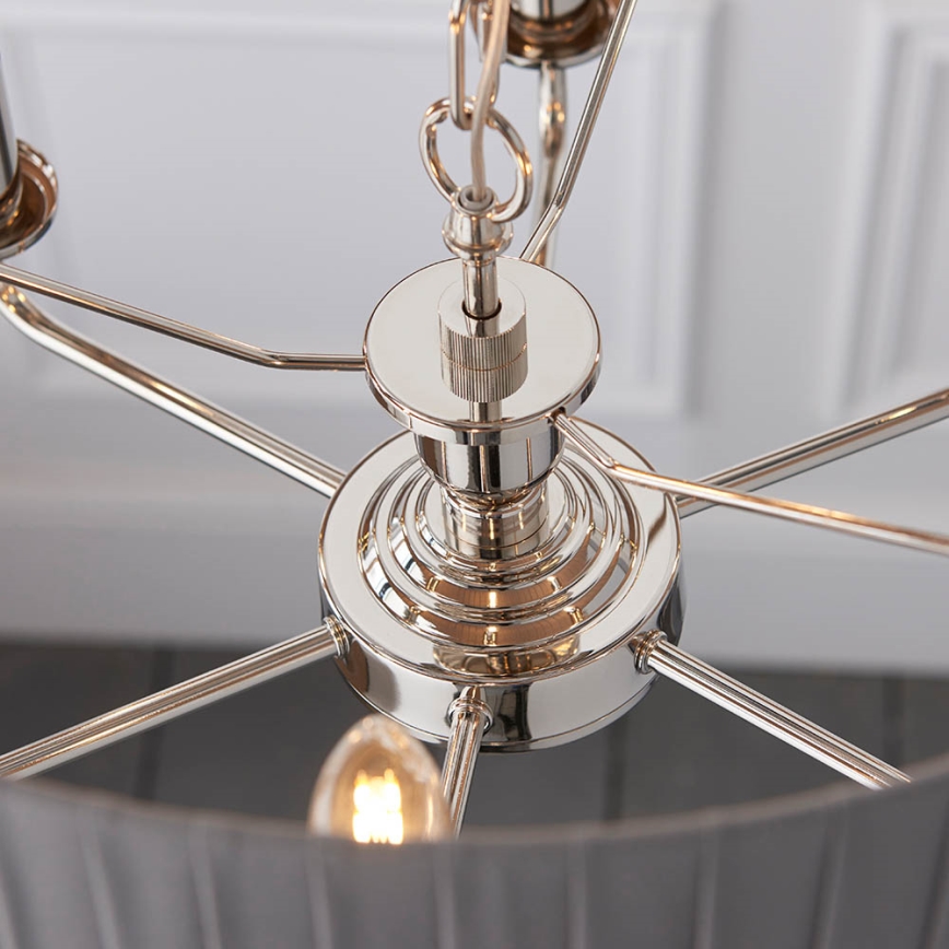 Endon 94397 - Luster na lancu HIGHCLERE 6xE14/40W/230V siva/sjajni krom
