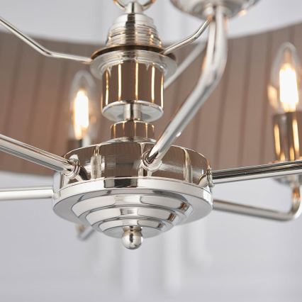 Endon 94397 - Luster na lancu HIGHCLERE 6xE14/40W/230V siva/sjajni krom