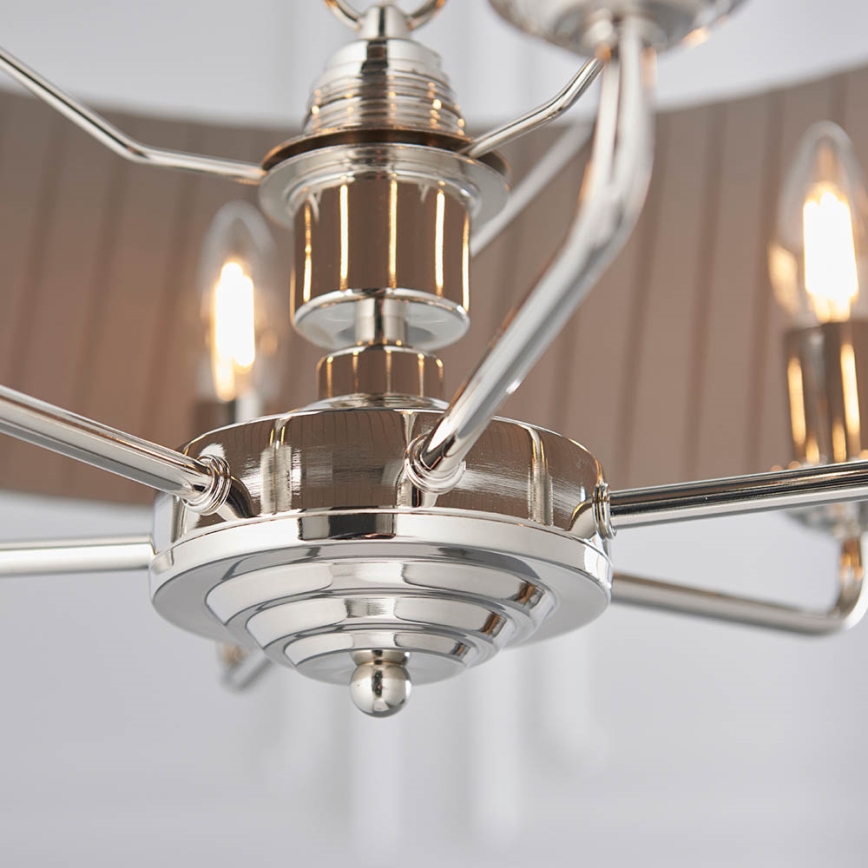 Endon 94397 - Luster na lancu HIGHCLERE 6xE14/40W/230V siva/sjajni krom