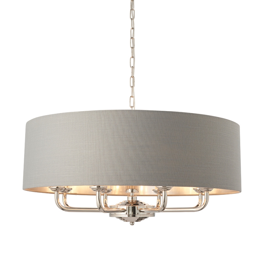 Endon 94415 - Luster na lancu HIGHCLERE 8xE14/40W/230V siva/sjajni krom pr. 70 cm