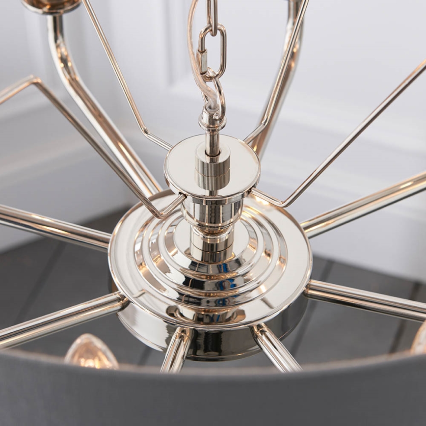 Endon 94415 - Luster na lancu HIGHCLERE 8xE14/40W/230V siva/sjajni krom pr. 70 cm