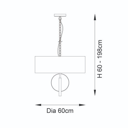 Endon 95212 - Luster na lancu 3xE27/10W/230V Ø 60 cm siva/mesing