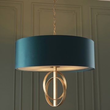 Endon 95219 - Luster na lancu 5xE27/10W/230V Ø 70 cm plava/mesing