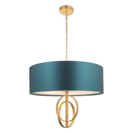 Endon 95219 - Luster na lancu 5xE27/10W/230V Ø 70 cm plava/mesing