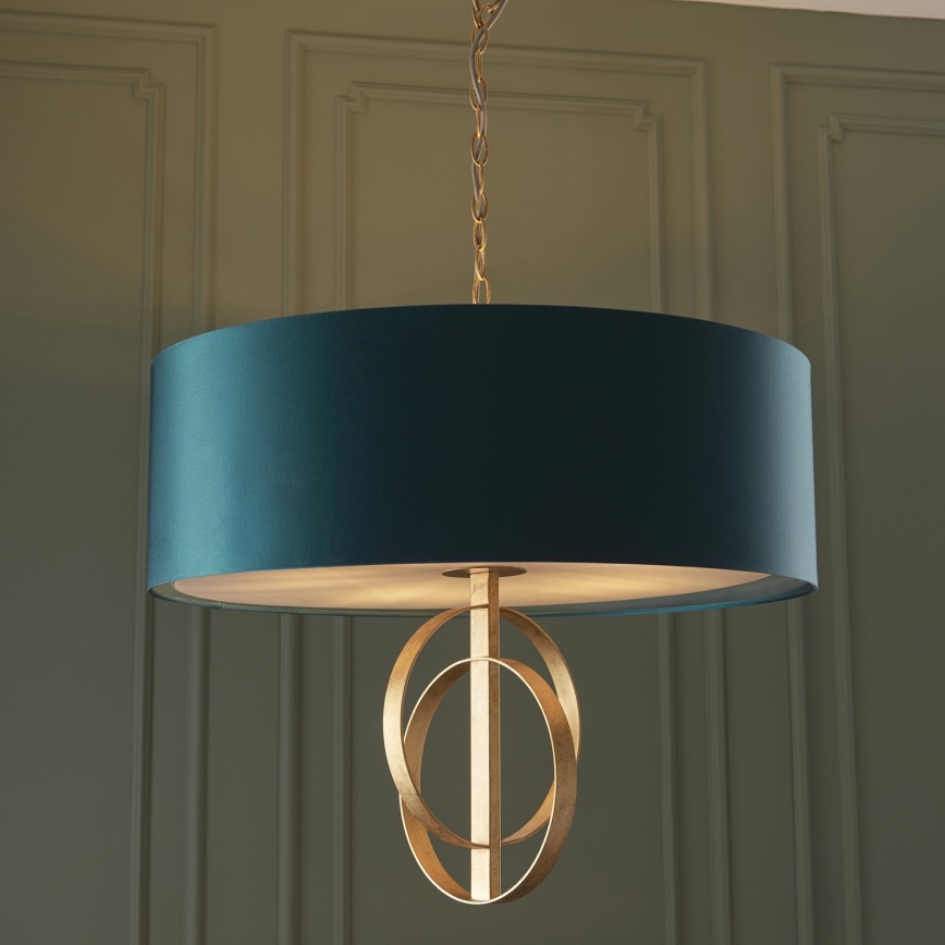 Endon 95219 - Luster na lancu 5xE27/10W/230V Ø 70 cm plava/mesing