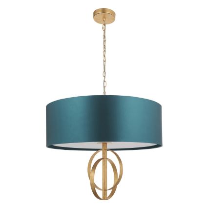 Endon 95219 - Luster na lancu 5xE27/10W/230V Ø 70 cm plava/mesing