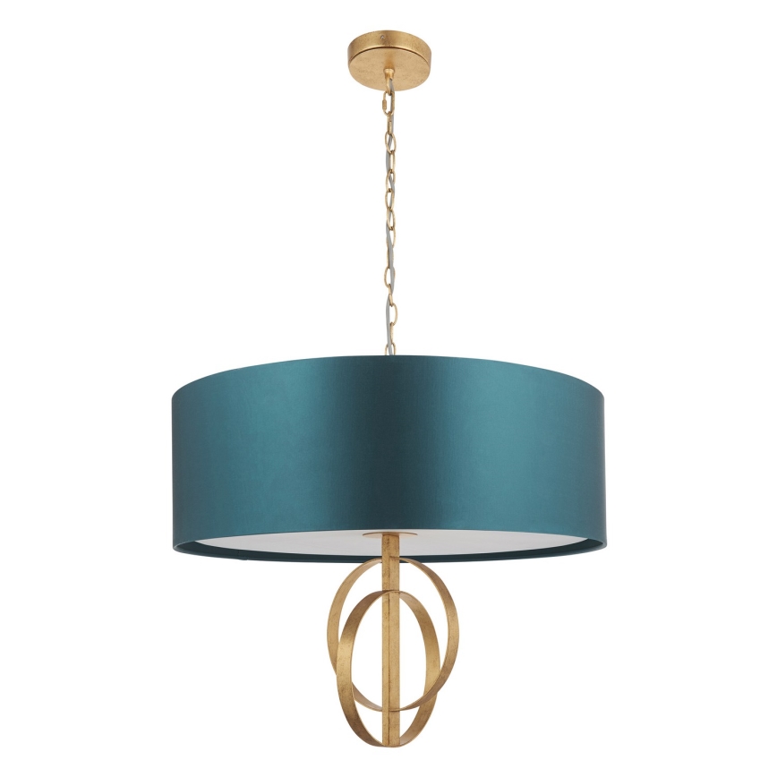 Endon 95219 - Luster na lancu 5xE27/10W/230V Ø 70 cm plava/mesing