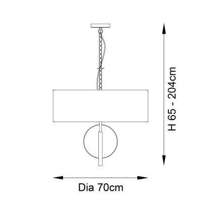 Endon 95219 - Luster na lancu 5xE27/10W/230V Ø 70 cm plava/mesing