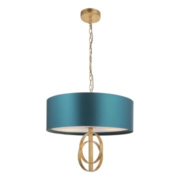 Endon 95220 - Luster na lancu 3xE27/10W/230V Ø 60 cm plava/mesing