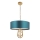 Endon 95220 - Luster na lancu 3xE27/10W/230V Ø 60 cm plava/mesing