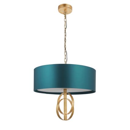 Endon 95220 - Luster na lancu 3xE27/10W/230V Ø 60 cm plava/mesing