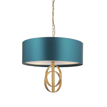 Endon 95220 - Luster na lancu 3xE27/10W/230V Ø 60 cm plava/mesing